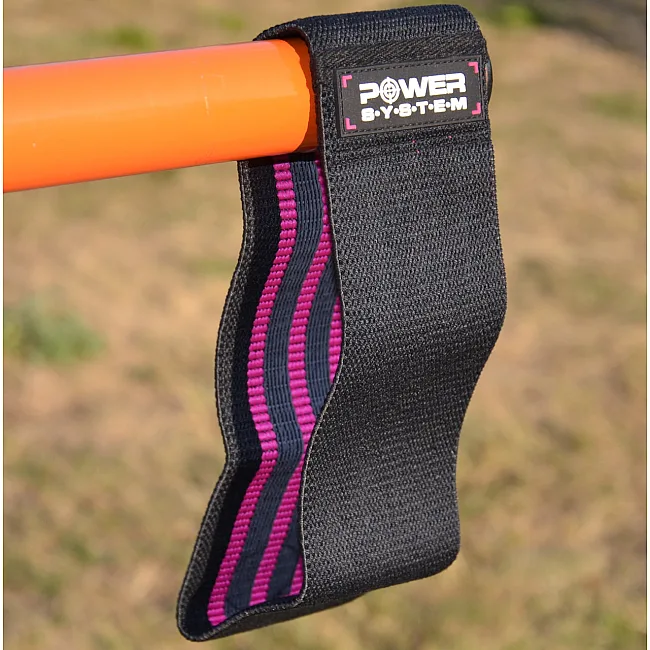 Резинка для фитнеса тканевая POWER SYSTEM PS-4091 Booty Band LVL 1 Black/Pink (d_64 см. 18-23кг.)