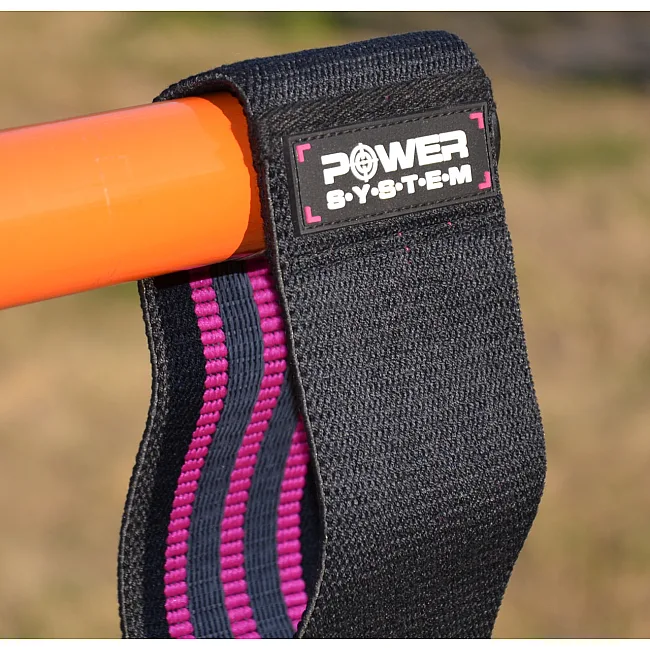 Резинка для фитнеса тканевая POWER SYSTEM PS-4091 Booty Band LVL 1 Black/Pink (d_64 см. 18-23кг.)