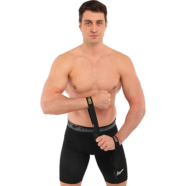 Лямки для тяги вісімки Figure 8 для штанги та важких тренувань POWER STRAP LiveUp LP8772 2шт (Чорний-золотий)