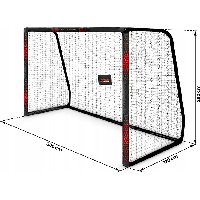 Ворота футбольные Neo-Sport Dots NS-473 300 х 200 х 120 см, черно-красные