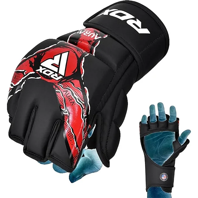 Тренувальні рукавиці RDX GRAPPLING GLOVES NEW AURA F17 чорний, червоний