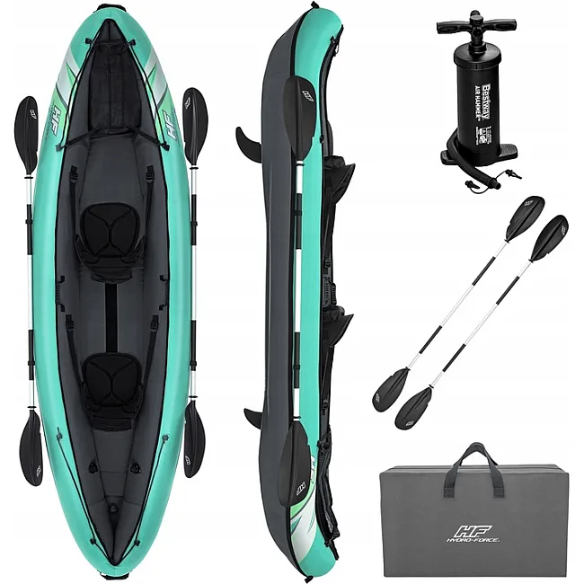 Каяк надувний Bestway Hydro-Force Ventura X2 330 х 86 см, чорно-м'ятний