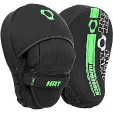 Лапа боксерская изогнутая тренировочная PU HARD TOUCH BO-00123 (Черный-салатовый)