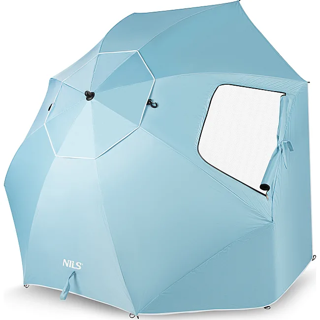 Зонт пляжный 2-в-1 NILS CAMP NC17114 XXL 240 см, голубая