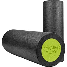 Массажный ролик (роллер) гладкий PowerPlay 4021 Fitness Roller Черно-зеленый (30x15см.)