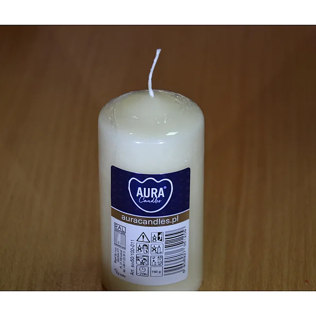 Свеча столовая цилиндр Bispol AURA Candles sw50_100_011 Молочный