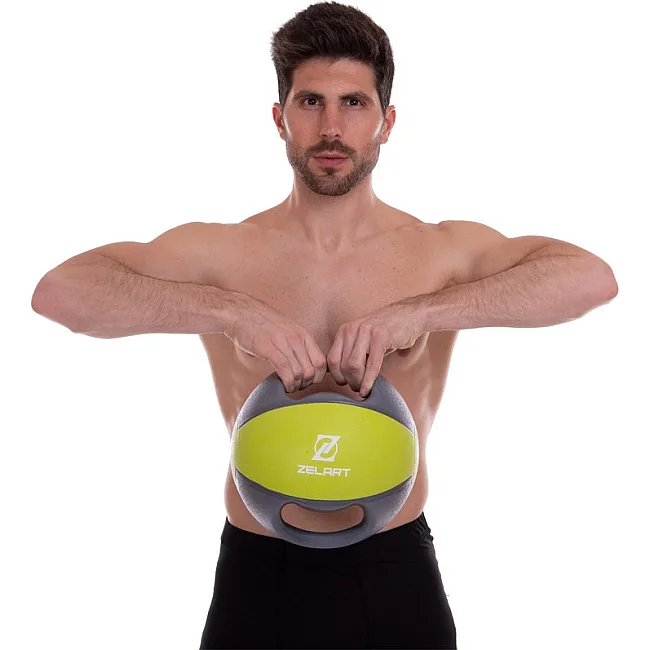 Медбол мяч медицинский двуручный с хватами ZELART
 FI-2619-5 5кг