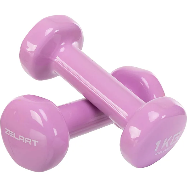 Гантели для фитнеса виниловые ZELART Beauty TA-5225-1 2шт 1кг (Светло-фиолетовый)
