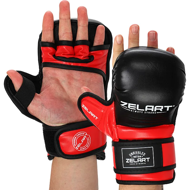 Перчатки Крабы спаринговые для MMA ZELART BO-4612 (Черный-белый)