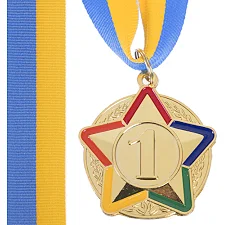 Медаль спортивная с лентой цветная STAR C-3177 ø5см (Золотой)