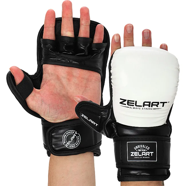 Перчатки Крабы спаринговые для MMA ZELART BO-4612 (Черный-белый)