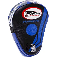 Лапа боксерская изогнутая тренировочная кожа TWINS FPML10-43 25x19x9см 1штука (Синий)