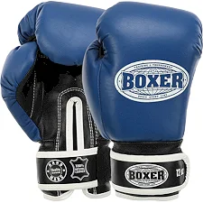 Рукавички для боксу шкіряні BOXER 2023 10-12унцій (Синій-чорний)