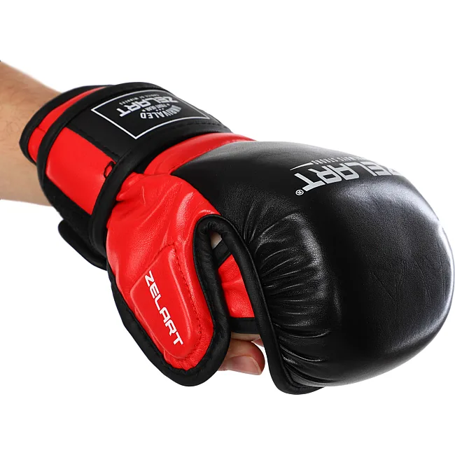 Перчатки Крабы спаринговые для MMA ZELART BO-4612 (Черный-белый)