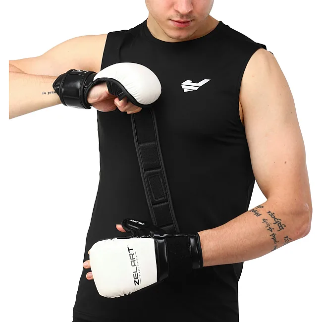 Перчатки Крабы спаринговые для MMA ZELART BO-4612 (Черный-белый)