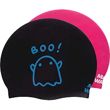 Двухсторонняя шапочка для плавания силиконовая юниорская MADWAVE BOO! reversible M055022 (Черный-розовый)