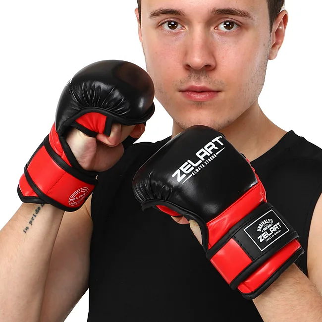 Перчатки Крабы спаринговые для MMA ZELART BO-4612 (Черный-белый)