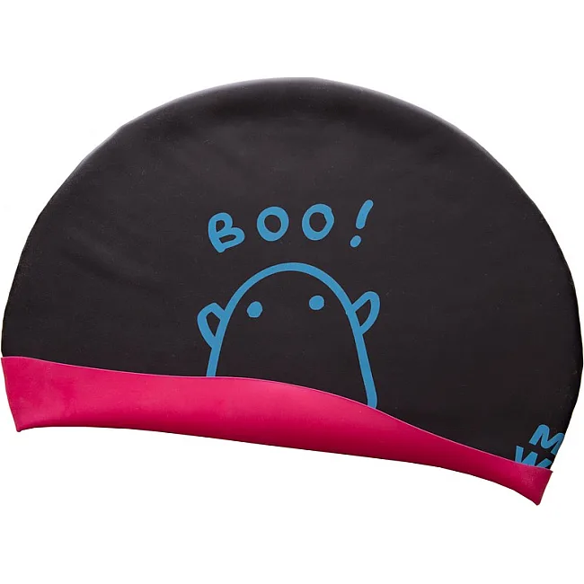 Двухсторонняя шапочка для плавания
 силиконовая юниорская MADWAVE
 BOO! reversible M055022 (Черный-розовый)