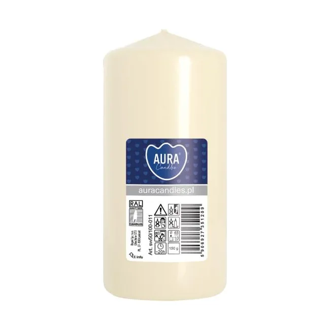 Свеча столовая цилиндр Bispol AURA Candles sw50_100_011 Молочный