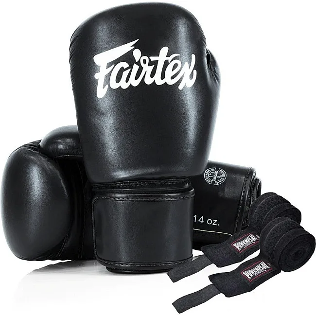 Боксерские перчатки Fairtex BGV27 Black (бинты в комплекте)