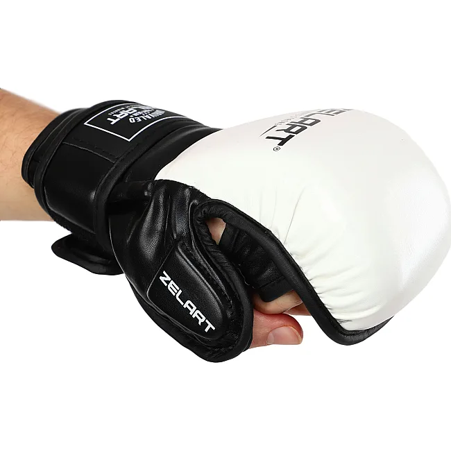 Перчатки Крабы спаринговые для MMA ZELART BO-4612 (Черный-белый)