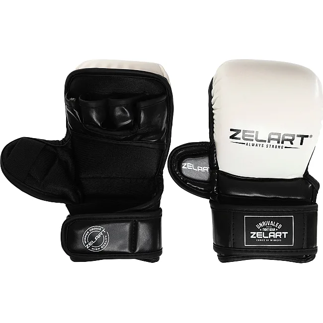 Перчатки Крабы спаринговые для MMA ZELART BO-4612 (Черный-белый)