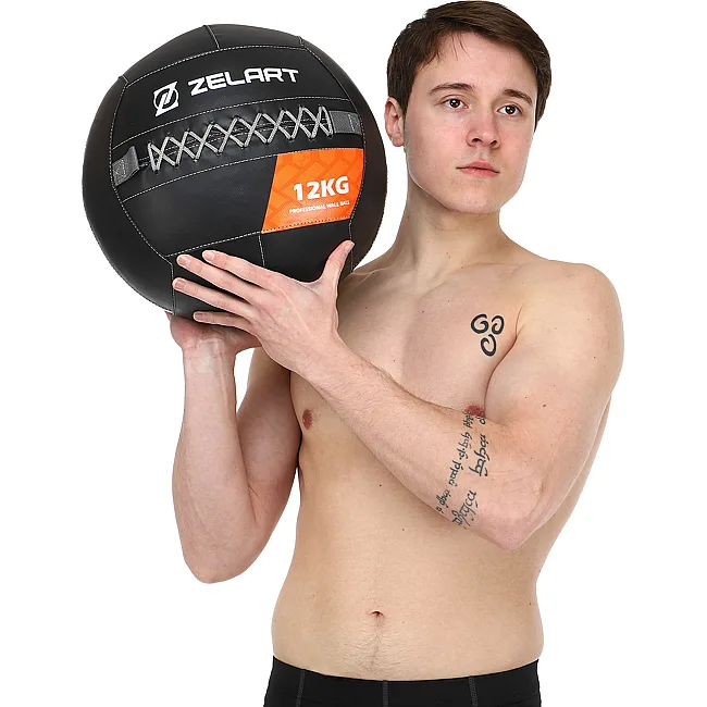 Мяч набивной медицинский для кроссфита WALL BALL ZELART
 TA-7822-12 вес-12кг