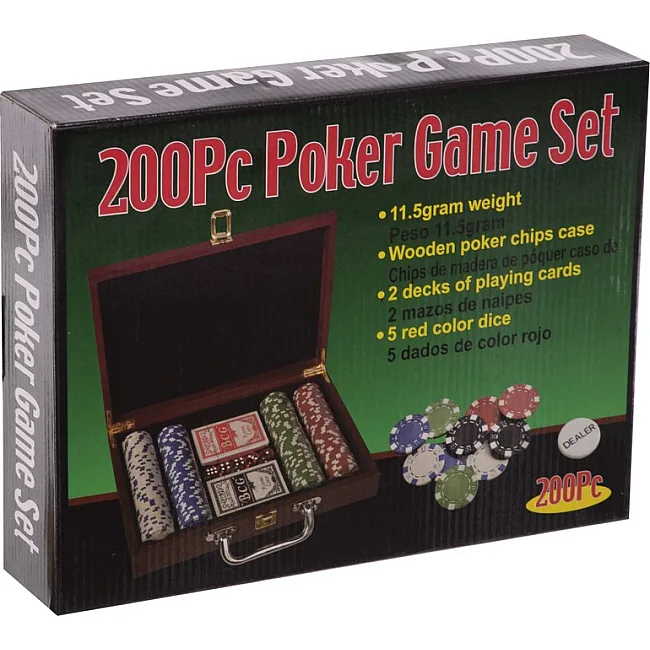 Уцінка! Набір для покеру в дерев'яному кейсі Poker game set SP-SPORT IG-6642 200 фішок