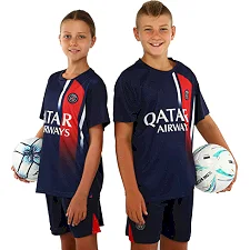 Футбольна форма дитяча із символікою клубу PSG домашня 2024 SP-SPORT CO-7183 (Темно-синій-червоний)