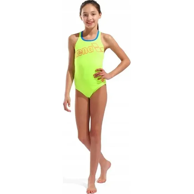 Купальник закрытый для девочек Arena LOGO SWIMSUIT SWIM PRO салатовый