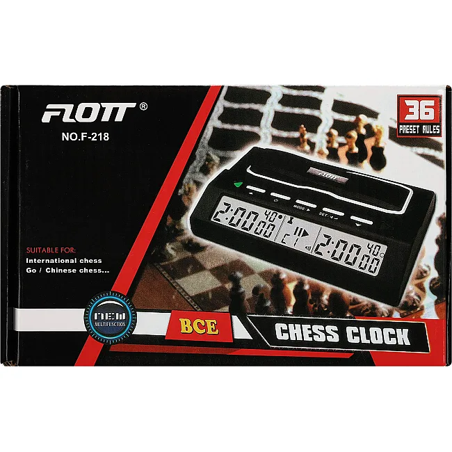 Часы шахматные электронные многофункциональные FLOTT F908 пластик 21х13,5х6см