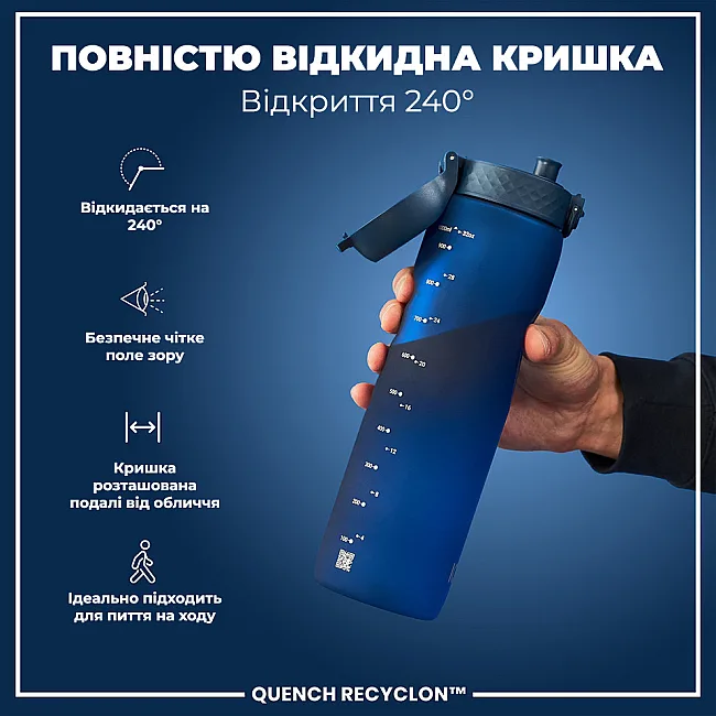 Бутылка для воды ION8 1000мл. (ЭКО бутылка) BPA Free, Navy