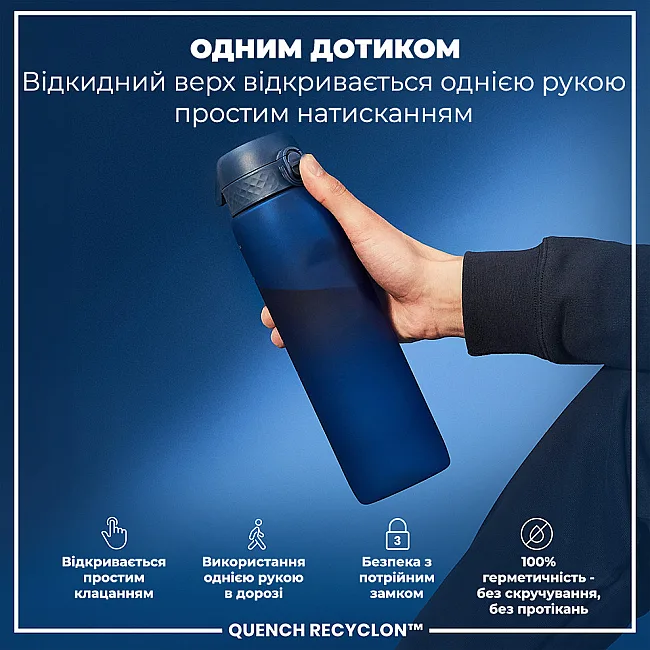 Бутылка для воды ION8 1000мл. (ЭКО бутылка) BPA Free, Navy