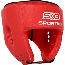 Шолом для боксу відкритий штучна шкіра SPORTKO OD1 (Червоний)