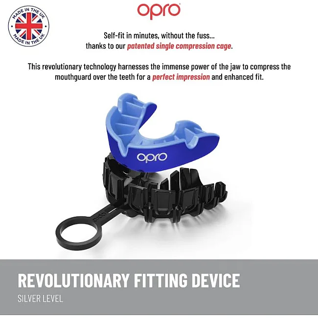 Капа для бокса для детей OPRO Self-fit GEN5 Youth Silver Dark Blue & Blue