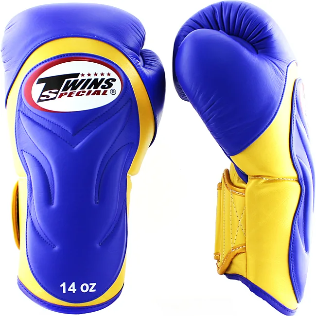 Перчатки для бокса TWINS Velcro Extra Design BGVL6 Gold Blue