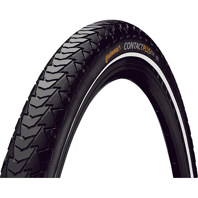 Покришка велосипеда CONTINENTAL Contact Plus, 28" | 700 x 35C | 28 x 1 3/8 x 1 5/8, чорна, не доладна, світловідбивна