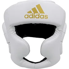 Боксерский шлем Adidas Speed Super Pro Training Extra Protect (бело-золотой, ADISBHG041)