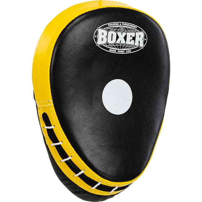 Лапа боксерская изогнутая тренировочная кожа BOXER
 2012-01 элит 23х19х4,5см 2штуки (Черный-синий)