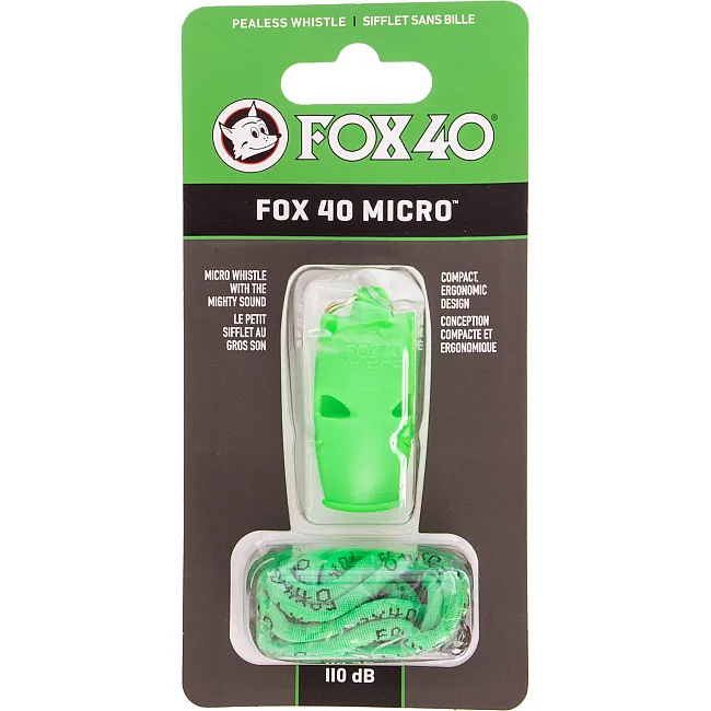 Свисток спортивный судейский пластиковый со шнурком MICRO FOX40-MICRO (Салатовый)