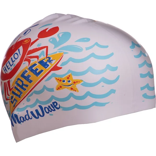 Шапочка для бассейна
 силиконовая юниорская MADWAVE
 Junior SURFER M057912 (Белый)