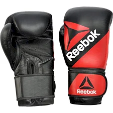 Боксерские перчатки Reebok Combat Leather Boxing Gloves черный, красный 10 унций
