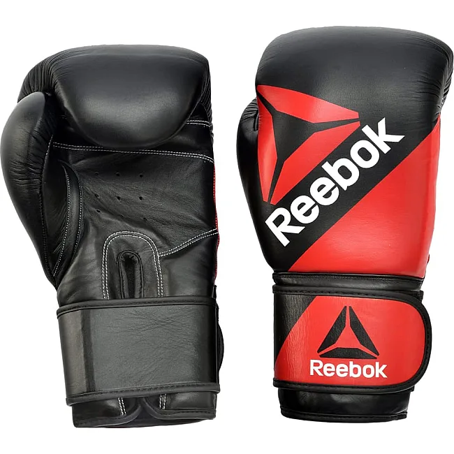 Боксерські рукавиці Reebok Combat Leather Boxing Gloves чорний, червоний 10 унцій