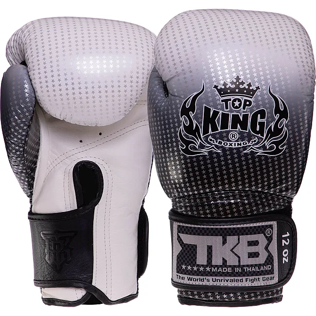 Перчатки для бокса


 кожаные TOP KING Super Star TKBGSS-01 8-18унций (Черный-серебряный)
