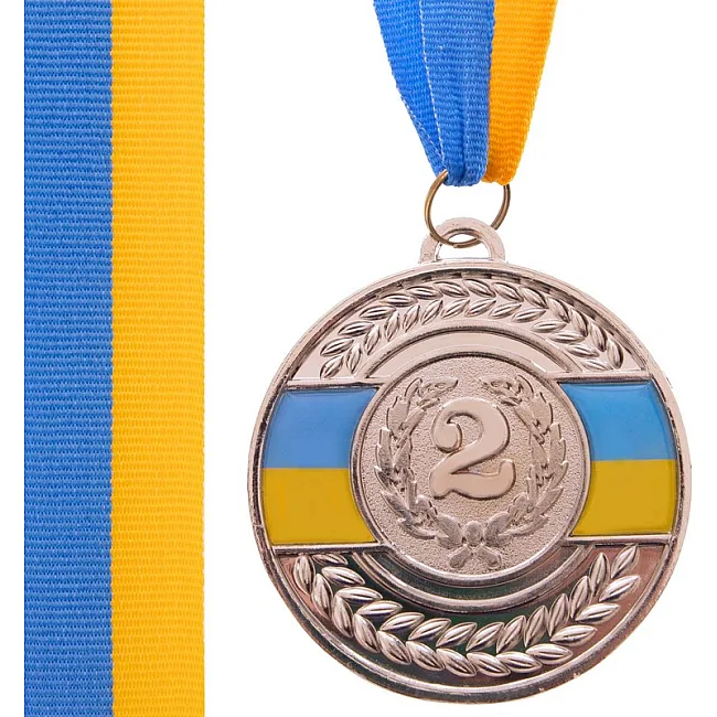 Медаль спортивная с лентой SP-SPORT
 UKRAINE с украинской символикой C-6864 ø6,5см (Золотой)