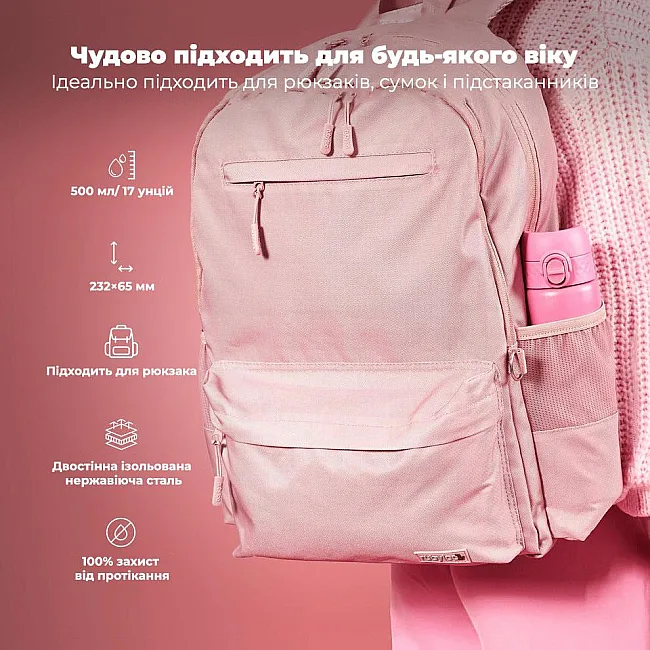 Бутылка для воды металлическая вакуумная ION8 500 мл. Vacuum Insulated, Rose Bloom
