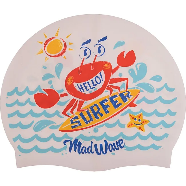 Шапочка для бассейна
 силиконовая юниорская MADWAVE
 Junior SURFER M057912 (Белый)