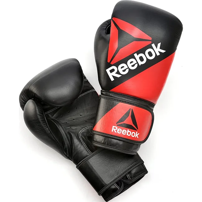 Боксерські рукавиці Reebok Combat Leather Boxing Gloves чорний, червоний 10 унцій