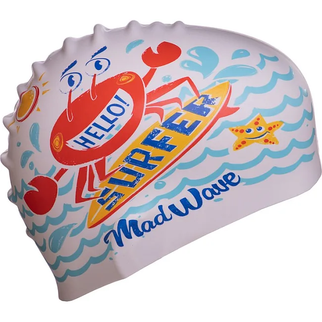 Шапочка для бассейна
 силиконовая юниорская MADWAVE
 Junior SURFER M057912 (Белый)