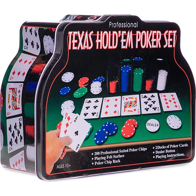 Набор для покера в металлической коробке Texas Holdem Poker set  SP-SPORT
 IG-1103240 200 фишек